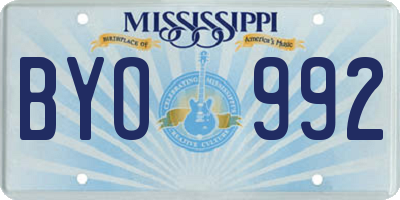 MS license plate BYO992
