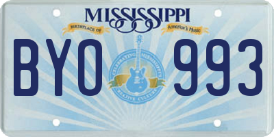 MS license plate BYO993