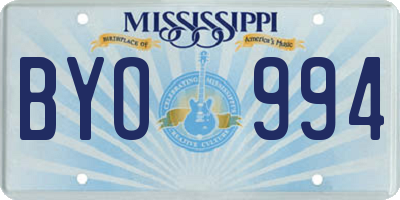 MS license plate BYO994