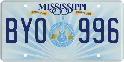 MS license plate BYO996