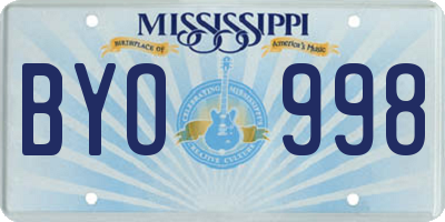 MS license plate BYO998