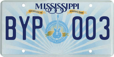MS license plate BYP003