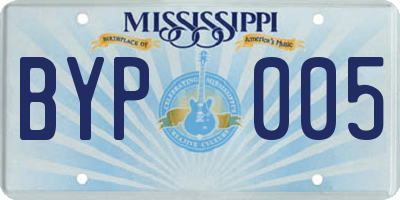 MS license plate BYP005