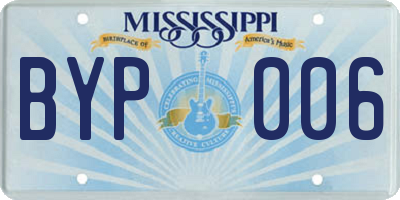 MS license plate BYP006