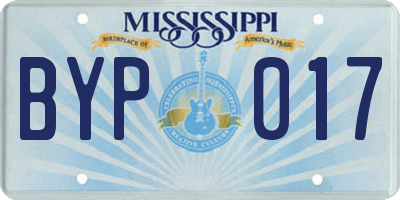 MS license plate BYP017