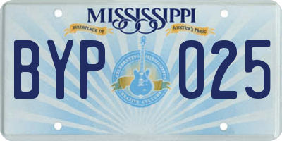 MS license plate BYP025