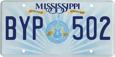 MS license plate BYP502