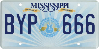 MS license plate BYP666