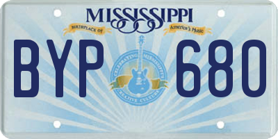 MS license plate BYP680