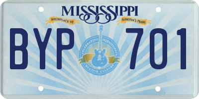 MS license plate BYP701