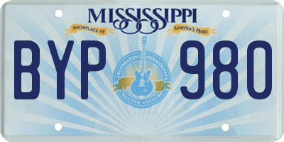 MS license plate BYP980