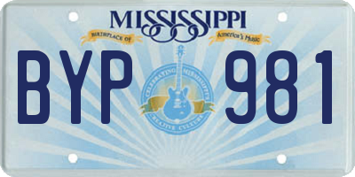 MS license plate BYP981