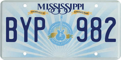 MS license plate BYP982