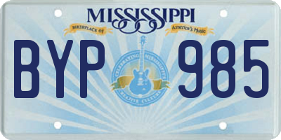 MS license plate BYP985