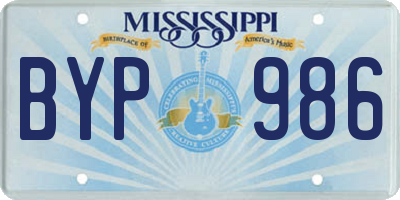 MS license plate BYP986