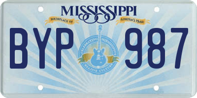 MS license plate BYP987