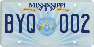 MS license plate BYQ002