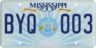 MS license plate BYQ003