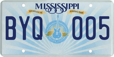MS license plate BYQ005