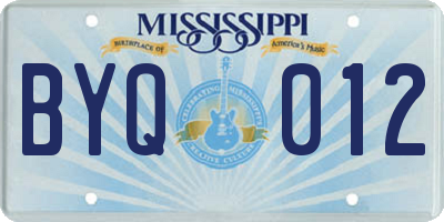 MS license plate BYQ012