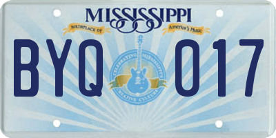 MS license plate BYQ017