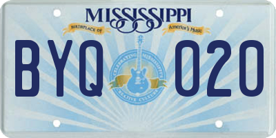 MS license plate BYQ020