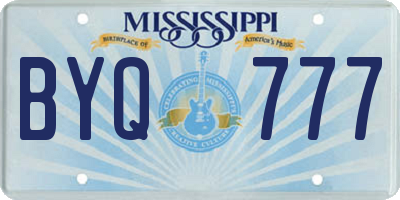 MS license plate BYQ777