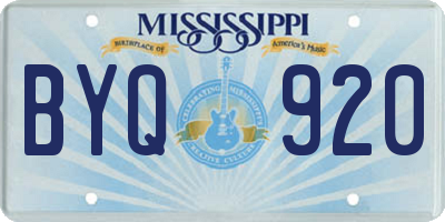 MS license plate BYQ920