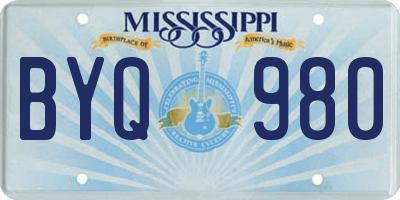 MS license plate BYQ980