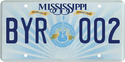 MS license plate BYR002