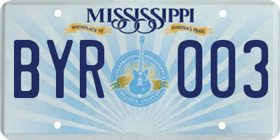 MS license plate BYR003