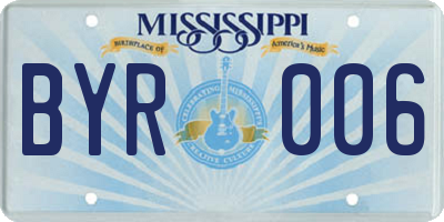 MS license plate BYR006
