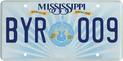 MS license plate BYR009