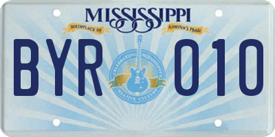 MS license plate BYR010