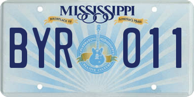 MS license plate BYR011