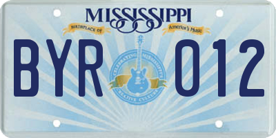MS license plate BYR012