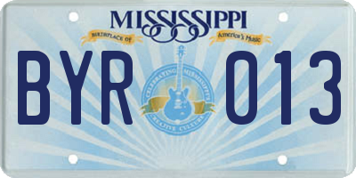 MS license plate BYR013
