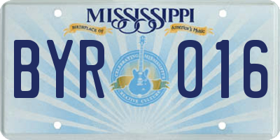 MS license plate BYR016