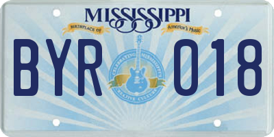 MS license plate BYR018