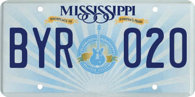 MS license plate BYR020