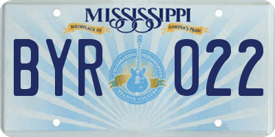 MS license plate BYR022