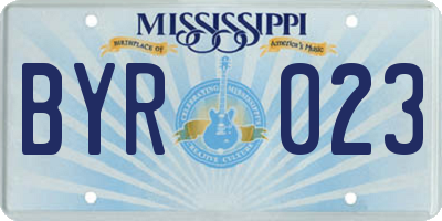 MS license plate BYR023
