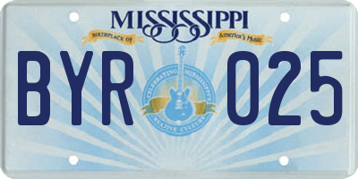 MS license plate BYR025