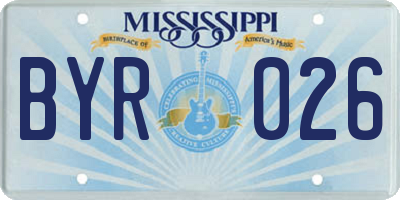 MS license plate BYR026