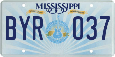 MS license plate BYR037