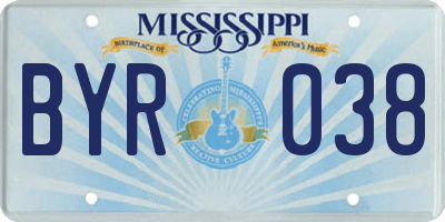 MS license plate BYR038