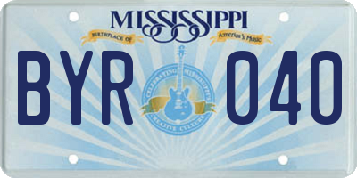 MS license plate BYR040