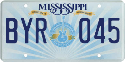 MS license plate BYR045