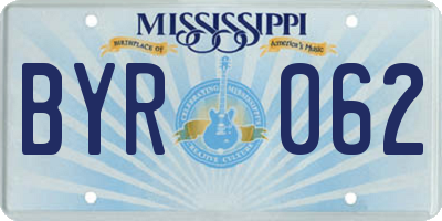 MS license plate BYR062