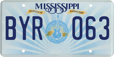 MS license plate BYR063